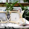 vintage storage bag, along with woody frame (small size), easily foldable and portable, durable, home decor, handcrafted product