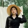 hoa tai đất sét oval 2 màu, hoa tai cỡ lớn, phong cách cá tính và thời thượng, phối màu sành điệu, độ bền cao