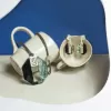 bông tai & vòng cổ hexagon xà cừ bào ngư, phụ kiện cao cấp, chất liệu vỏ bào ngư tự nhiên, thiết kế độc đáo và cá tính