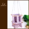 macrame baby swing, premium cotton material, securely woven, equipped with high protective padding for baby's safety