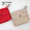 canvas multi-purpose pouch, convenient multi-compartment design, durable canvas material, elegant color, minimalist style