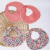 round bibs, made of highly absorbent cotton material, keeps baby's clothes clean during meals, bright colors, perfect for baby photoshoots