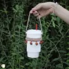 quai vải pom pom giữ bình nước, điểm nhấn tính tế cho bình nước, dễ dàng làm sạch, thiết kế gọn nhẹ và tinh tế, dễ dàng mang đi