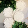 macrame coaster, excellent absorbency, easy to clean and maintain, minimalist and elegant design, decorative accent for dining table