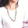 dây chuyền khoen đồng hạt gốm, sự kết hợp của những hạt gốm nhỏ đầy màu sắc, phong cách độc đáo, điểm nhấn cho trang phục đơn sắc