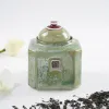 hộp trà bát giác lớn, bst crystal green, gốm đông gia, chus