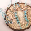 sky blue ceramic bead ankle lace, unique anklet design, sturdy braided cord, diverse and vibrant colors