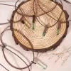 green resin leather necklace, smooth brown leather cord, resin stone pendant, bold and edgy style, fashion accessory