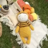 crochet bee rattle toy, yellow bee stuffed animal, woolen bee keychain, handmade fabric toy, handmade toy for kids