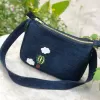 hot-air balloons embroidery denim baguette shoulder bag from old jeans, exquisite handmade accessory, cute gift for friends