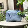 light blue box denim crossbody fanny pack from old jeans, saddle bag style, highly versatile, classic color, simple and practical design
