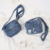 sky blue denim box bag from old jeans, compact and convenient design, spacious enough to hold many items