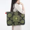 túi thổ cẩm chữ nhật quai da, nghệ thuật batik tct155, hoạ tiết sáp ong, dáng túi hình chữ nhật, size lớn, đựng được nhiều đồ