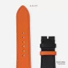 orange black swift calfskin handcrafted watch strap, luxurious and youthful style, soft calf leather, easy to clean, striking tone