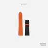 orange black swift calfskin handcrafted watch strap, luxurious and youthful style, soft calf leather, easy to clean, striking tone