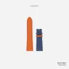 orange blue swift calfskin handcrafted watch strap, leather watch strap, sleek and elegant design, enhances the wearer's sophistication