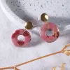 circle of life clay earrings, each color segment is pieced together with shimmering metallic edges, meaningful gift for friends