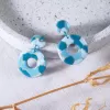 circle of life clay earrings, each color segment is pieced together with shimmering metallic edges, meaningful gift for friends