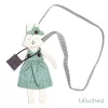 leaf doll bag, adorable white bunny design, convenient long strap, durable fabric, a gift for babies
