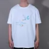 swan hand-embroidery t-shirt, cotton t-shirt, short-sleeved t-shirt, handcrafted swan embroidery, cold cotton t-shirt