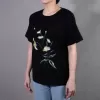touch' hand-embroidery t-shirt, hand-embroidered floral t-shirt, 100% cotton t-shirt, stretchy t-shirt, short-sleeved cold t-shirt