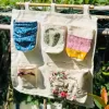linen embroidered multi-compartment bag, with 5 pockets, convenient design, meticulously embroidered details, handcrafted decorations