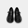 black genuine leather loafers, cross-strap loafer shoes, genuine leather shoes, retro leather shoes, premium leather shoes
