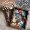 bold floral border design, rectangle dried flower frame, personalized touch, handwritten messages, unique gift