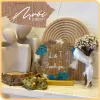 two flowers, round dried flower frame, conveying messages of love, decorative accessories, handcrafted product, meaningful gift