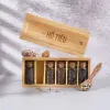 set quà hạt tiêu hộp tre đơn giản, set 6 vị hạt tiêu, hộp quà hồ tiêu, sản phẩm hồ tiêu, hạt tiêu chất lượng cao