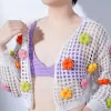 lyly cardigan, lightweight cardigan, women's knitwear, flower-patterned crochet cardigan, short-length cardigan, crochet crop top
