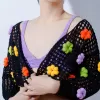 lyly cardigan, lightweight cardigan, women's knitwear, flower-patterned crochet cardigan, short-length cardigan, crochet crop top