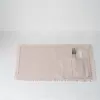 khăn lót đĩa tua rua có hoạ tiết, phong cách wabi sabi, chất vải linen mềm mịn, trang trí bàn ăn tinh tế, sản phẩm thủ công