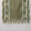 khăn lót đĩa tua rua có hoạ tiết, phong cách wabi sabi, chất vải linen mềm mịn, trang trí bàn ăn tinh tế, sản phẩm thủ công