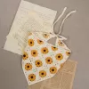 daisy crochet bandana, vibrant colors, adorable daisy pattern, gentle and pure design, vintage style