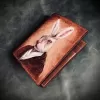 engraved fold leather wallet, veg leather, multiple small compartments, minimalist and sophisticated design, custom engraving available