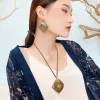 destiny earrings & necklace, lacquer to wear collection, elegant beauty, large pendant, natural material, durable accessories