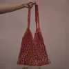 beach macramé bag, cute handwoven mesh bag, youthful design, practical layout, made of durable sheweave cotton rope