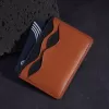 five-compartment vachetta leather card holder, italian leather wallet, naturally light gloss surface, elegant and contemporary