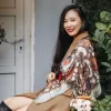 khăn lụa đồi bông tộc mường, khăn lụa màu nâu, khăn lụa thiết kế, phụ kiện thời trang, khăn họa tiết độc đáo