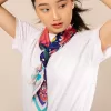khăn lụa pink tiger, khăn họa tiết lạ mắt, khăn lụa in hình hổ, khăn lụa mềm cao cấp, phụ kiện thời trang, khăn choàng lụa