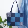 túi tote thái caro độc đáo, túi hai màu xanh phối đỏ và xanh đậm nhạt, túi thủ công hoa văn batik độc lạ, thủ công, nhà mị, chus
