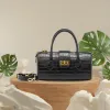 black marie crocodile embossed leather bag, luxurious style, premium leather material, eye-catching crocodile pattern embossment