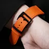 orange black swift calfskin handcrafted watch strap, luxurious and youthful style, soft calf leather, easy to clean, striking tone