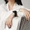 black epsom leather handcrafted watch strap, minimalist and elegant style, premium epsom leather material, durable and beautiful