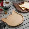 wooden cat-shaped plate, cute cat face design, decorative tray, meticulously crafted, resistant to insects, adorable decor item