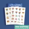sticker các loài hoa sống động, bộ 2 tấm, họa tiết hoa sắc nét và sinh động, nét vẽ độc đáo, màu sắc rực rỡ