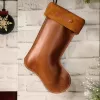 dây treo trang trí hình tất giáng sinh bằng da bò, chất liệu da bò thật, phụ kiện trang trí noel, trang trí cây thông noel