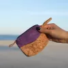 hemp cork pouch, size s, handheld mini wallet, for loose change or keys, simple style, vibrant color