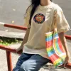 áo thun cotton luonvuituoi - emotion, áo cotton thoáng khí, áo thun tay lửng, áo thun thêu họa tiết, áo thun thêu ngộ nghĩnh